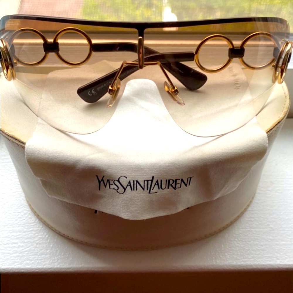 Yves Saint Laurent Women's Tan and Gold Sunglasses